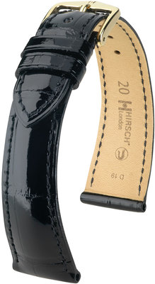 Correa de piel negra Hirsch London M 04307150-1 (Piel de aligátor) Hirsch selection