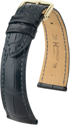 Correa de piel negra Hirsch London M 04307159-1 (Piel de aligátor)