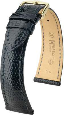 Correa de piel negra Hirsch London M 04366150-1 (Piel de lagarto) Hirsch selection