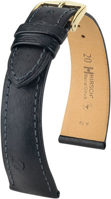 Correa de piel negra Hirsch Massai Ostrich L 04362050-1 (Piel de avestruz) Hirsch selection