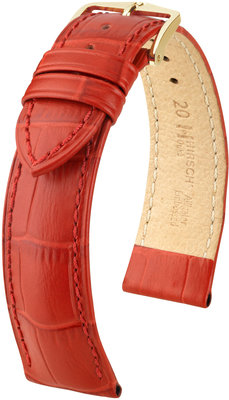 Correa de piel roja Hirsch Duke M 01028120-1 (Teletina)