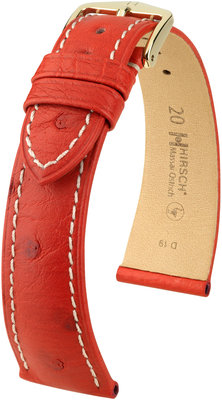 Correa de piel roja Hirsch Massai Ostrich L 04362021-1 (Piel de avestruz) Hirsch selection