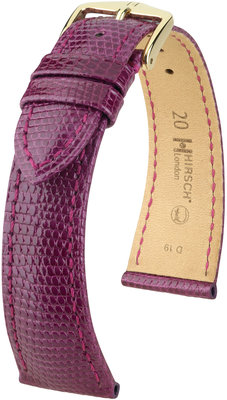 Correa de piel morada Hirsch London L 04366087-1 (Piel de lagarto) Hirsch selection