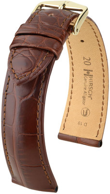 Correa de piel marrón Hirsch Genuine Alligator M 10200719-1 (Piel de cocodrilo)
