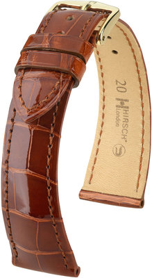 Correa de piel marrón Hirsch London L 04307070-1 (Piel de aligátor) Hirsch selection