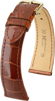Correa de piel marrón Hirsch London M 04307170-1 (Piel de aligátor) Hirsch selection