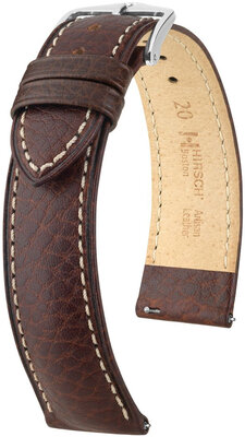 correa de cuero Hirsch Boston M 01302110-2, marrón, piel de becerro, longitud M, Quick Release