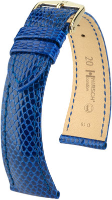 Correa de piel azul Hirsch London M 04366185-1 (Piel de lagarto) Hirsch selection