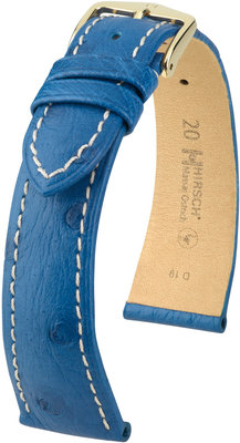 Correa de piel azul Hirsch Massai Ostrich L 04362084-1 (Piel de avestruz) Hirsch selection