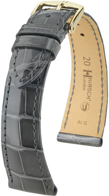 Correa de piel gris Hirsch London M 04307130-1 (Piel de aligátor) Hirsch selection