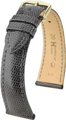 Correa de piel gris Hirsch London M 04366130-1 (Piel de lagarto) Hirsch selection