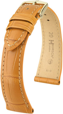 Correa de piel marrón claro Hirsch London L 04307075-1 (Piel de aligator) Hirsch selection