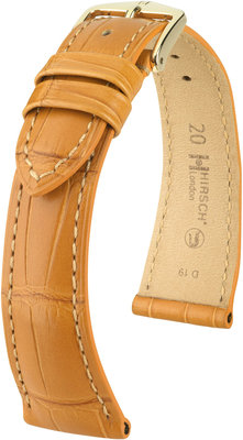 Correa de piel marrón claro Hirsch London M 04307175-1 (Piel de aligátor) Hirsch selection