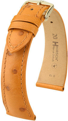 Correa de piel marrón claro Hirsch Massai Ostrich L 04362075-1 (Piel de avestruz) Hirsch selection