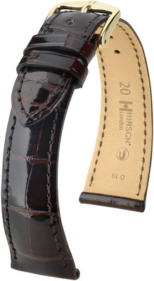 Correa de piel marrón oscuro Hirsch London M 04307110 (Piel de aligátor) Hirsch selection