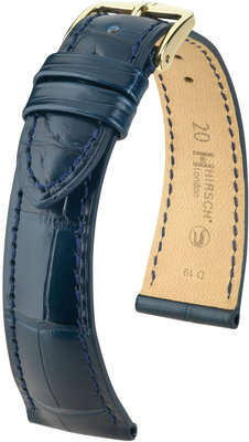 Correa de piel azul oscuro Hirsch London M 04307189-1 (Piel de aligátor) Hirsch selection