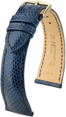 Correa de piel azul oscuro Hirsch London M 04366180-1 (Piel de lagarto) Hirsch selection