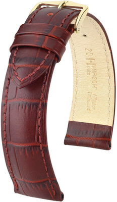 Correa de piel burdeos Hirsch Duke L 01028060-1 (Teletina)