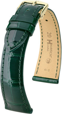 Correa de piel verde Hirsch London M 04307141-1 (Piel de aligátor) Hirsch selection