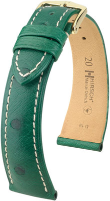 Correa de piel verde Hirsch Massai Ostrich L 04362041-1 (Piel de avestruz) Hirsch selection