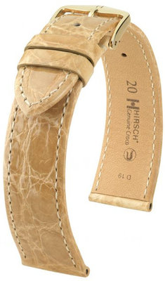 Correa de piel beige Hirsch Genuine Croco M 01808190-1 (Piel de cocodrilo) Hirsch Selection