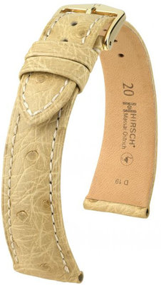 Correa de piel beige Hirsch Massai Ostrich M 04262190-1 (Piel de avestruz) Hirsch Selection