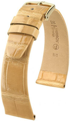 Correa de piel beige Hirsch Prestige M 02207190-1 (Piel de aligátor) Hirsch Selection