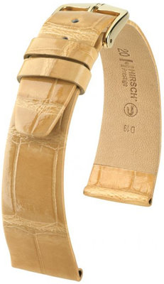 Correa de piel beige Hirsch Prestige M 02307190-1 (Piel de aligátor) Hirsch Selection