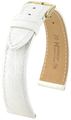Correa de piel blanca Hirsch Genuine Croco L 01808000-1 (Piel de cocodrilo) Hirsch Selection