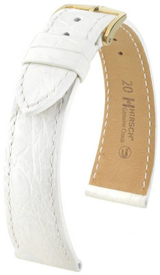 Correa de piel blanca Hirsch Genuine Croco M 01808100-1 (Piel de cocodrilo) Hirsch Selection