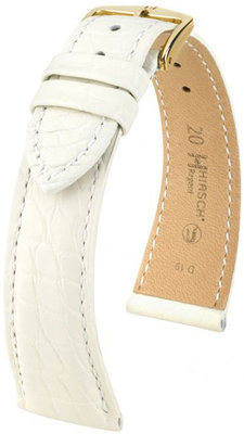 Correa de piel blanca Hirsch Regent M 04107109-1 (Piel de aligátor) Hirsch Selection