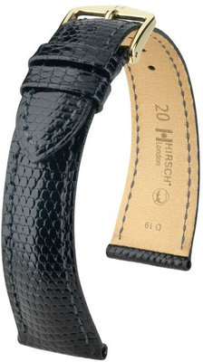 Correa de piel negra Hirsch London M 04266150-1 (Piel de lagarto) Hirsch Selection