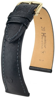 Correa de piel negra Hirsch Massai Ostrich M 04262150-1 (Piel de avestruz) Hirsch Selection