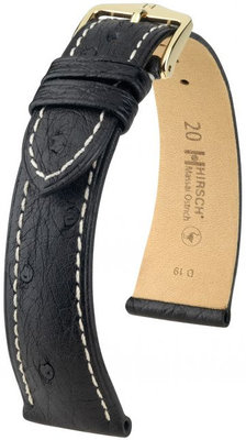 Correa de piel negra Hirsch Massai Ostrich M 04262151-1 (Piel de avestruz) Hirsch Selection