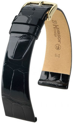 Correa de piel negra Hirsch Prestige L 02207050-1 (Piel de cocodrilo) Hirsch Selection