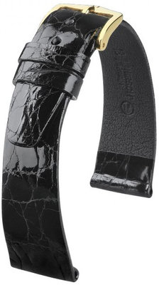 Correa de piel negra Hirsch Prestige L 02208050-1 (Piel de cocodrilo)