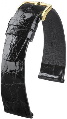 Correa de piel negra Hirsch Prestige M 02308150-1 (Piel de cocodrilo)