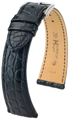 Correa de piel negra Hirsch Regent L 04107059-2 (Piel de aligátor)