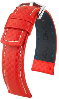 Correa de piel roja Hirsch Carbon L 02592020-2 (Teletina)