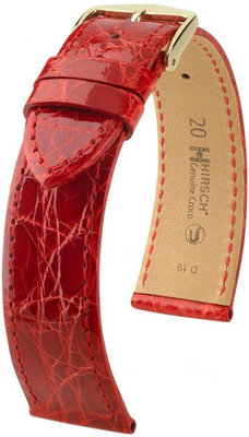 Correa de piel roja Hirsch Genuine Croco L 01808020-1 (Piel de cocodrilo) Hirsch Selection