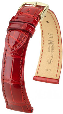 Correa de piel roja Hirsch London L 04207020-1 (Piel de aligátor) Hirsch Selection