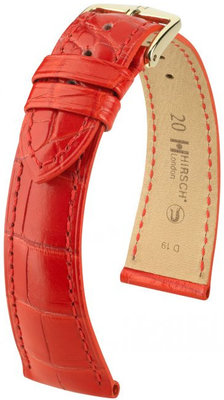 Correa de piel roja Hirsch London L 04307029-1 (Piel de aligátor) Hirsch Selection