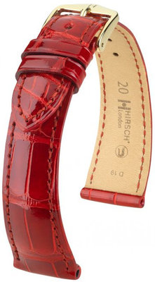 Correa de piel roja Hirsch London M 04207120-1 (Piel de aligátor) Hirsch Selection