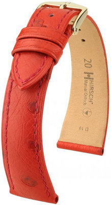 Correa de piel roja Hirsch Massai Ostrich M 04262120-1 (Piel de avestruz) Hirsch Selection