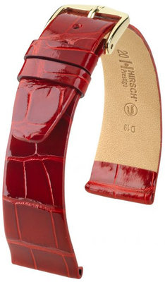 Correa de piel roja Hirsch Prestige M 02207120-1 (Piel de aligátor) Hirsch Selection