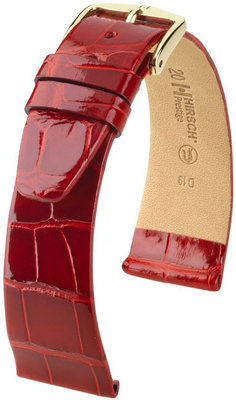 Correa de piel roja Hirsch Prestige M 02307120-1 (Piel de aligátor) Hirsch Selection