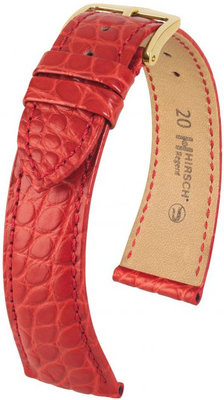 Correa de piel roja Hirsch Regent M 04107129-1 (Piel de aligátor) Hirsch Selection