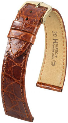 Correa de piel marrón Hirsch Genuine Croco L 01808070-1 (Piel de cocodrilo)