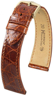 Correa de piel marrón Hirsch Genuine Croco M 01808170-1 (Piel de cocodrilo)