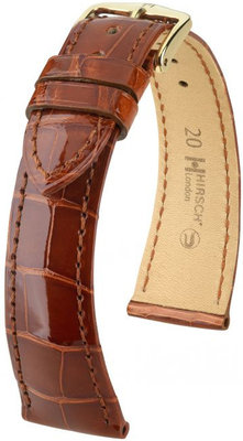 Correa de piel marrón Hirsch London L 04207070-1 (Piel de aligátor) Hirsch Selection